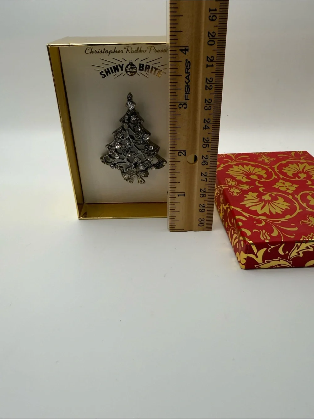 Christopher Radko Silver Crystal Christmas Tree Brooch
